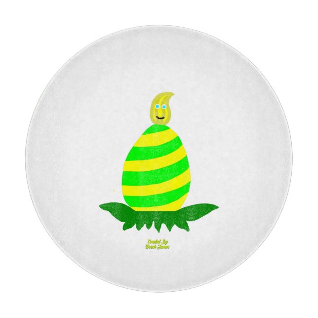 Easter Wishes Round Glass Cutting Board (Front)