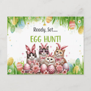 Easter with cat and easter eggs Party invitation Postcard