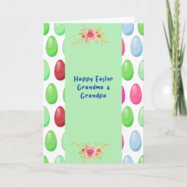Easter with Colourful Eggs for Grandma & Grandpa Card (Front)