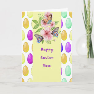 Easter with Flowers, Eggs & Butterflies for Mum Card