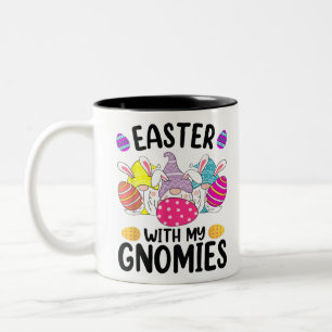 Easter With My Gnomies Shirt Happy Easter Egg Bunn Two-Tone Coffee Mug