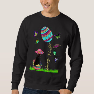 Easter Women Lucky Black Cat Bunny Easter Bonnet G Sweatshirt