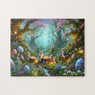 Easter Woodland, Enchanted Forest, Spring Bunnies Jigsaw Puzzle