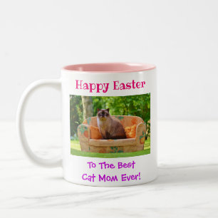 Easter World's Best Cat Mum Ever Pet Photo Two-Tone Coffee Mug