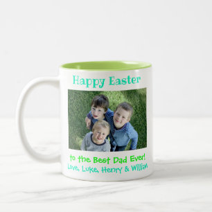 Easter World's Best Dad Ever Kids Photo Two-Tone Coffee Mug