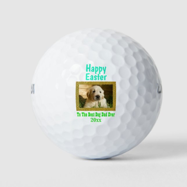 Easter World's Best Dog Dad Ever Pet Photo Golf Balls (Front)