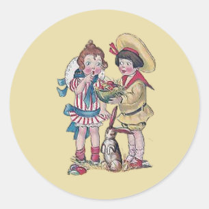 EASTER ~WOW! VINTAGE CHILDREN 1911 CLASSIC ROUND STICKER
