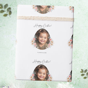Easter Wrapping Paper with Photo and Floral Frame