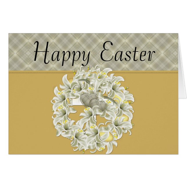 Easter Wreath & Cross Happy Easter Card 2 (Front Horizontal)
