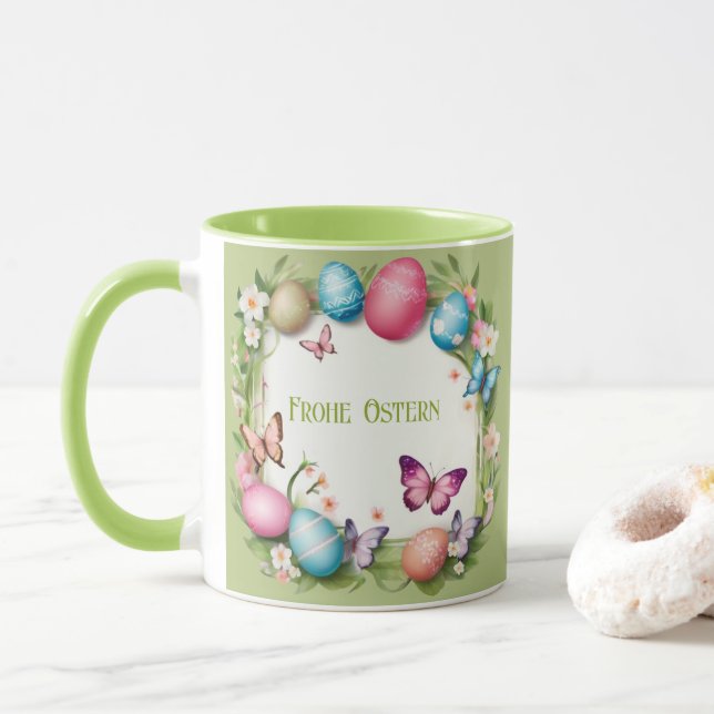 Easter Wreath: Happy Easter - Mug (With Donut)