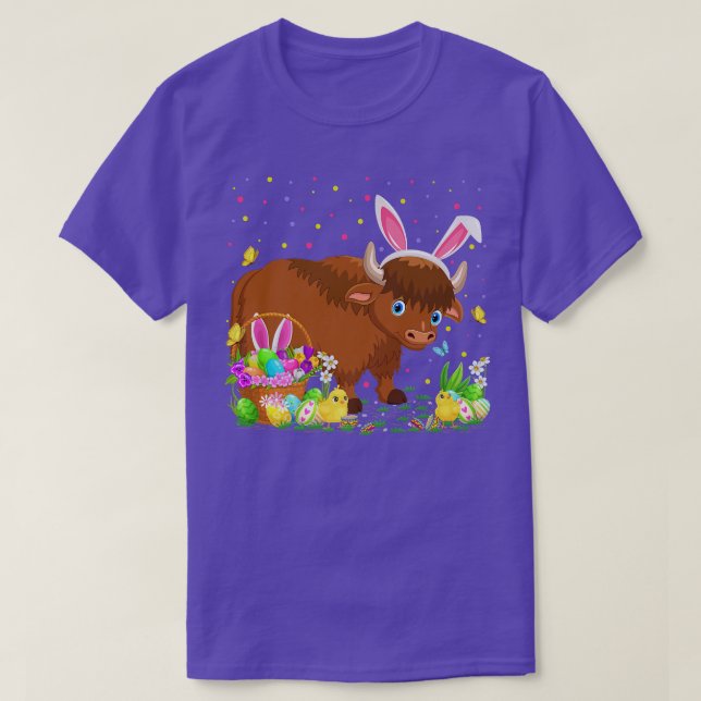 Easter Yak Bunny Egg Hunting Yak Easter Sunday  T-Shirt (Design Front)