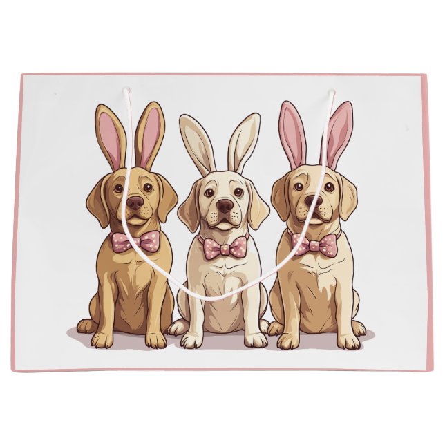 Easter Yellow Labrador Retriever Dogs Large Gift Bag (Front)