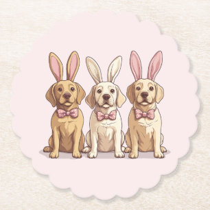 Easter Yellow Labrador Retriever Dogs Paper Coaster