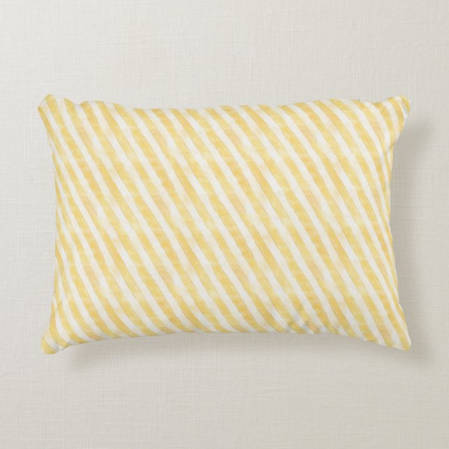 Easter Yellow Striped Fabric – Cute  Decorative Cushion (Front)