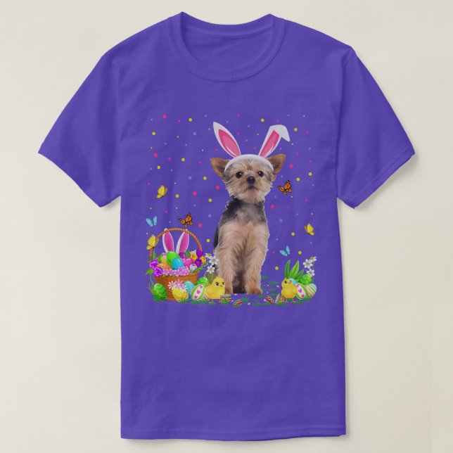 Easter Yorkie Dog Bunny Egg Hunting Yorkie Easter  T-Shirt (Design Front)