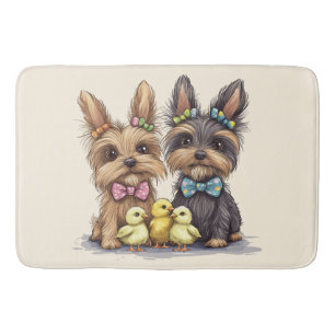 Easter Yorkshire Terrier Dogs Bath Mat