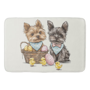 Easter Yorkshire Terrier Dogs Bath Mat
