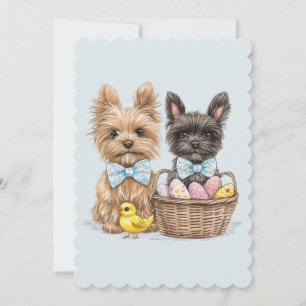 Easter Yorkshire Terrier Dogs Holiday Card