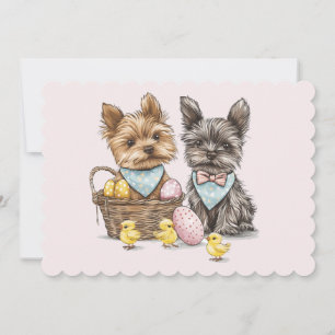 Easter Yorkshire Terrier Dogs Holiday Card