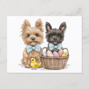 Easter Yorkshire Terrier Dogs Postcard