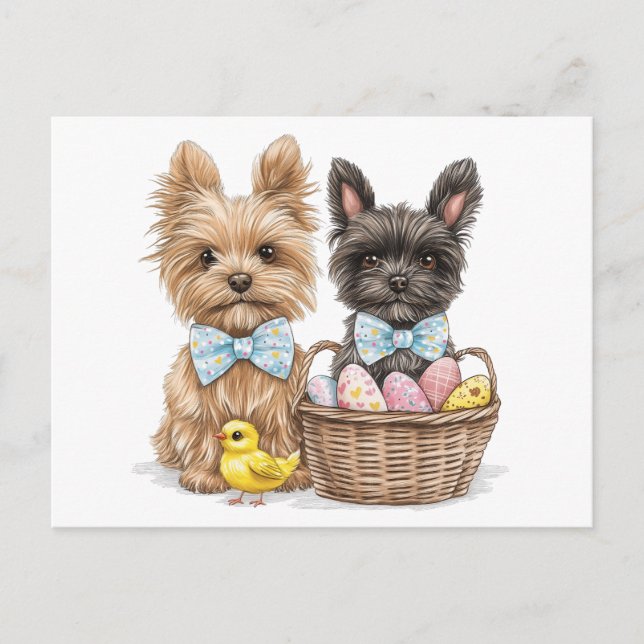 Easter Yorkshire Terrier Dogs Postcard (Front)