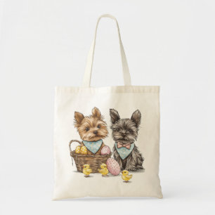 Easter Yorkshire Terrier Dogs Tote Bag