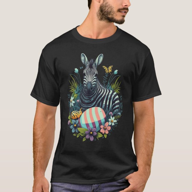Easter Zebra Bunny Eggs on Easter Zebra T-Shirt (Front)