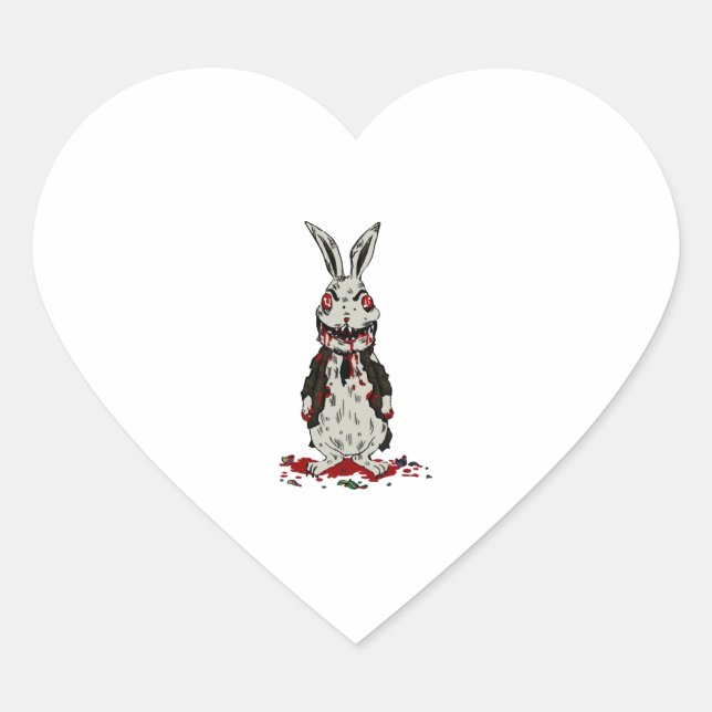 Easter Zombie Rabbit Halloween Bunny Heart Sticker (Front)