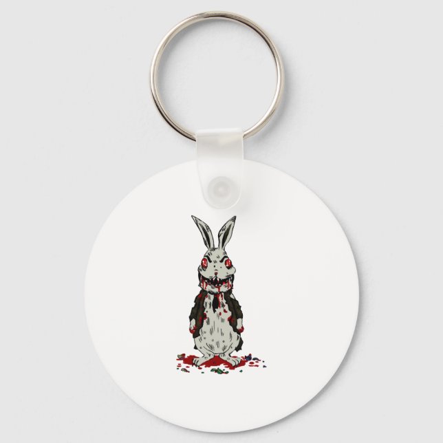 Easter Zombie Rabbit Halloween Bunny Key Ring (Front)