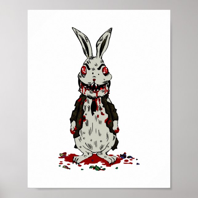 Easter Zombie Rabbit Halloween Bunny Poster (Front)