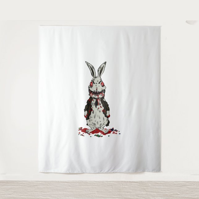 Easter Zombie Rabbit Halloween Bunny Tapestry (Front)
