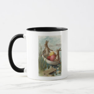 EasterBunnies in a Boat with Coloured Eggs Mug