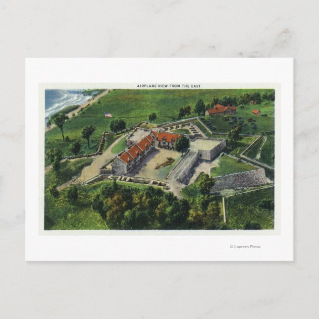 Eastern Aerial View of the Fort Grounds Postcard (Front)