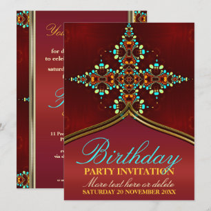 Eastern Aqua Spice Birthday Party Invitations