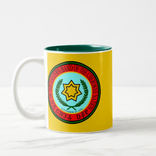 Eastern Band Of The Cherokee Seal Two-Tone Coffee Mug (Left)