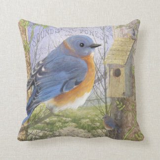 Eastern Blue Bird throw pillow