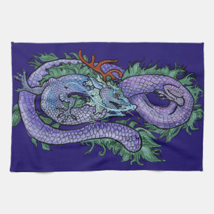 Eastern Blue Eternity Dragon Tea Towel