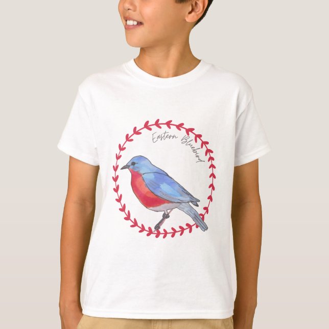 Eastern Bluebird bird species logo bird art T-Shirt (Front)
