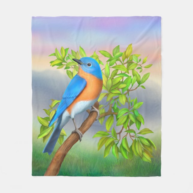 Eastern Bluebird Fleece Blanket (Front)