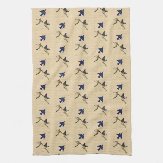 Eastern Bluebird from Audubon's Birds of America Tea Towel (Vertical)