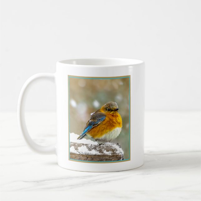 Eastern Bluebird in Snow - Original Photograph Coffee Mug (Left)