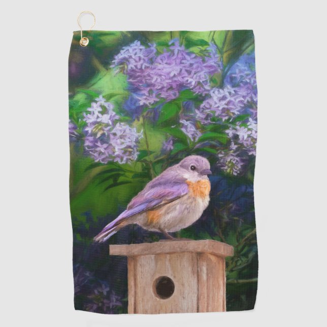 Eastern Bluebird in Snow - Original Photograph Golf Towel (Front)