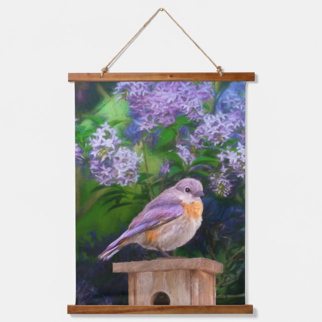 Eastern Bluebird in Snow - Original Photograph Hanging Tapestry (Front)