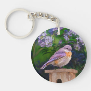 Eastern Bluebird in Snow - Original Photograph Key Ring
