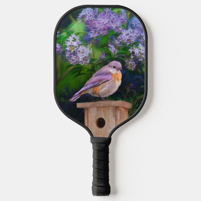 Eastern Bluebird in Snow - Original Photograph Pickleball Paddle (Front)
