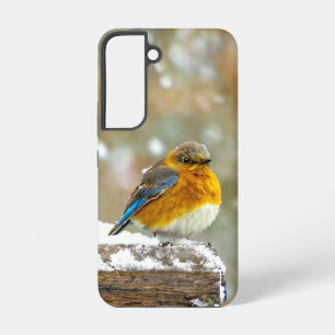 Eastern Bluebird in Snow - Original Photograph Samsung Galaxy Case