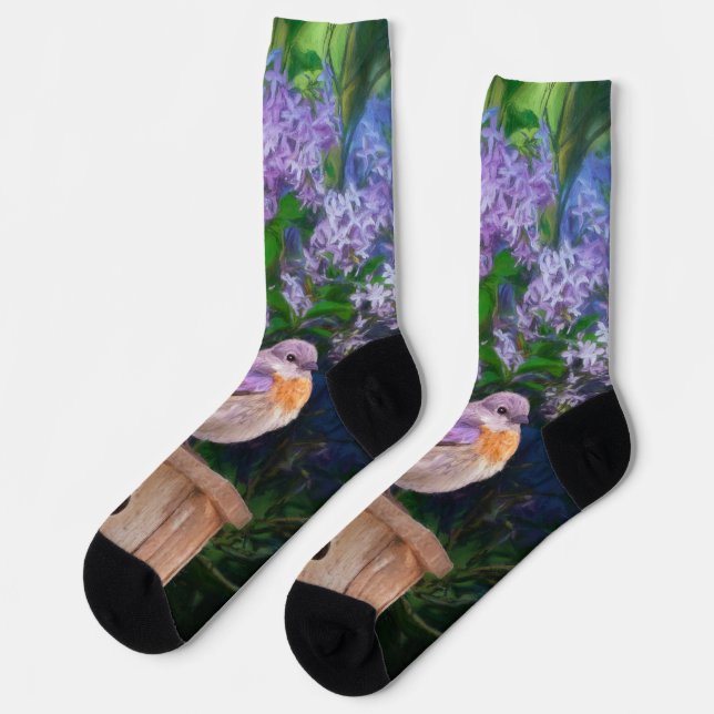 Eastern Bluebird in Snow - Original Photograph Socks (Left)