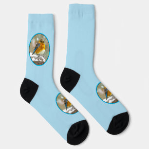 Eastern Bluebird in Snow - Original Photograph Socks