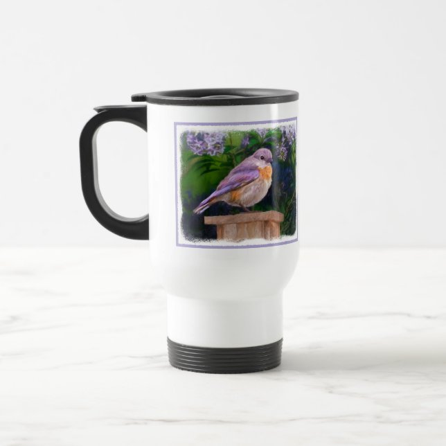 Eastern Bluebird in Snow - Original Photograph Travel Mug (Left)