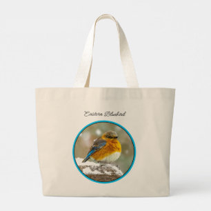 Eastern Bluebird in Snowstorm Original Photograph Large Tote Bag